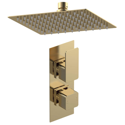 Cape Brushed Brass Concealed Shower Package With Fixed Head