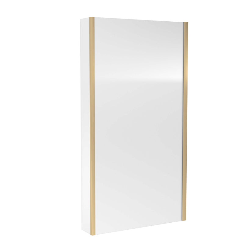 Cape Brushed Brass 6mm L Shape Shower Bath Screen With Fixed Return - 815mm