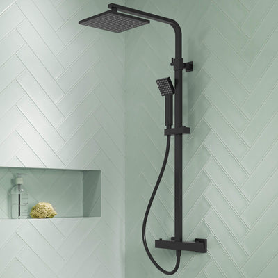 Cape Black Square Thermostatic Exposed Shower Kit