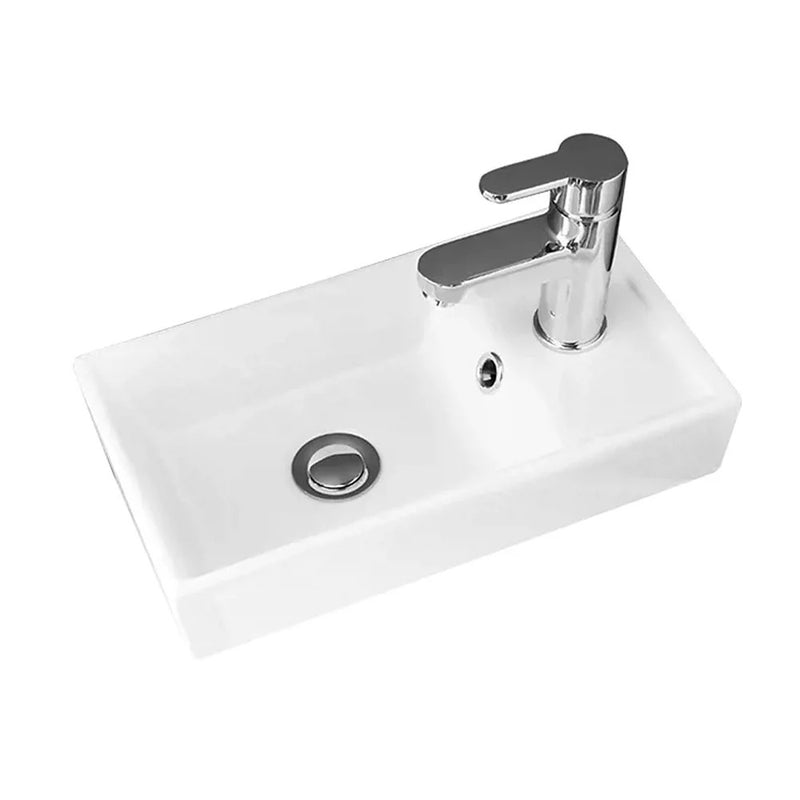 Nuie Deco Compact 400 x 222mm Wall Hung Vanity Unit With 1 Door & Ceramic Basin