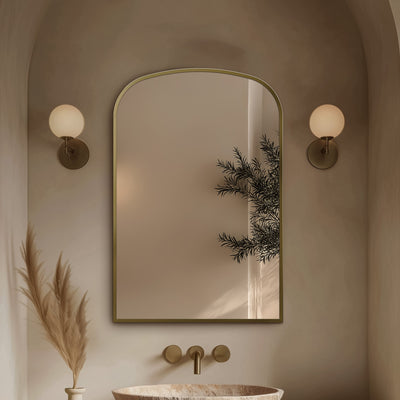 Origins Living Delphine Overmantle Arch Mirror 60x90cm - Brushed Brass