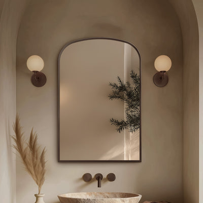 Origins Living Delphine Overmantle Arch Mirror 60x90cm - Brushed Bronze