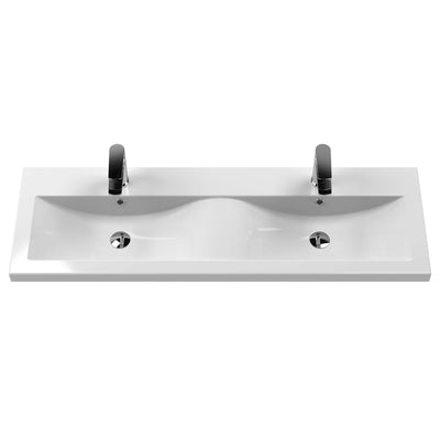 Hudson Reed Fluted Wall Hung 1200mm Vanity Unit With 2 Drawers & Twin Basin - Satin Anthracite