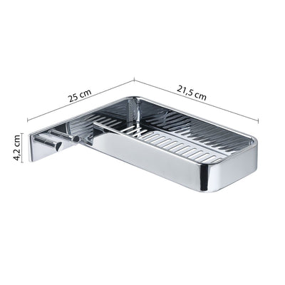 Origins Living Il Giglio Corner Shower Basket With Hooks - Chrome