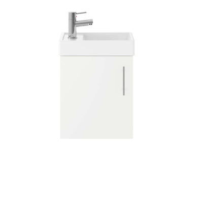 Jenson 400 x 222mm Wall Hung Cloakroom Vanity Unit & Ceramic Basin - Gloss White
