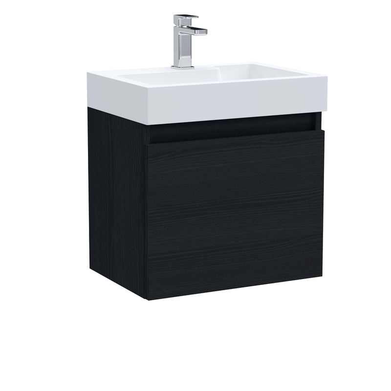 Jenson Compact 500 x 300mm Wall Hung Vanity Unit & Polymarble Basin - Charcoal Black