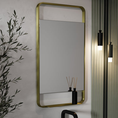 Origins Living Ludgate Mirror with Shelf 55x100cm - Brushed Brass