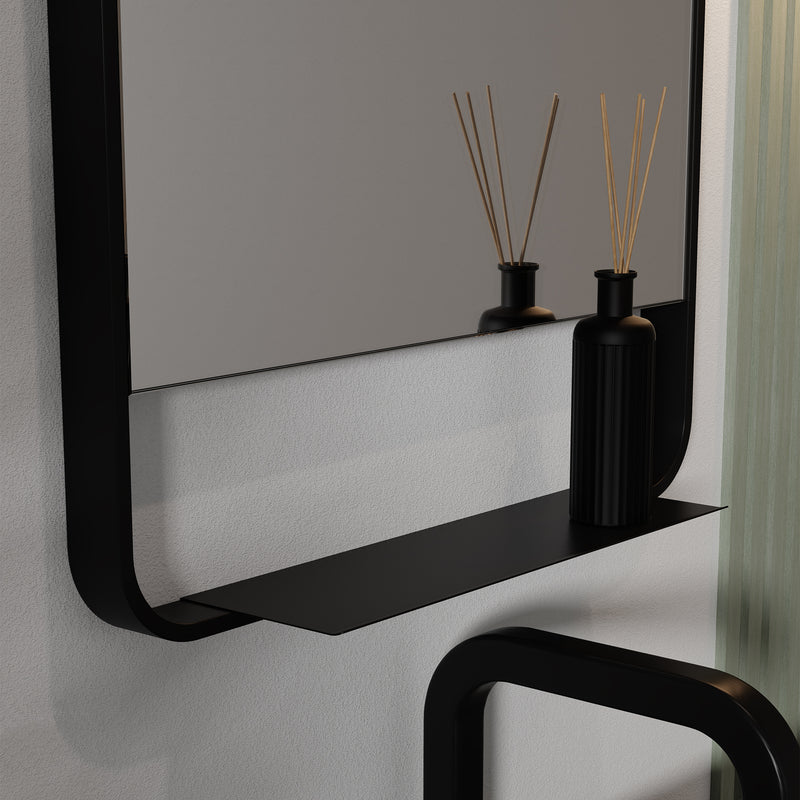 Origins Living Ludgate Mirror with Shelf 55x100cm - Black