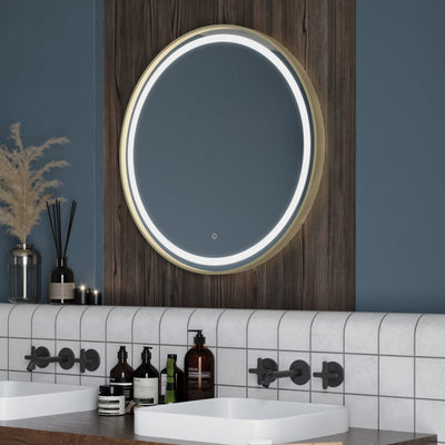 Origins Living Lomax Light Round Mirror 70cm - Brushed Brass