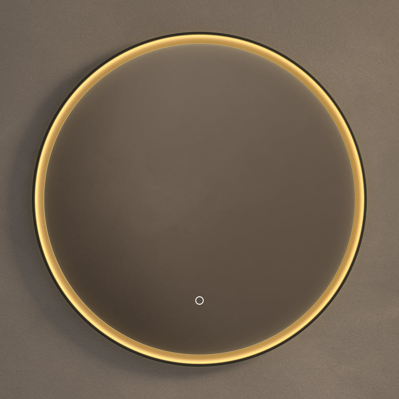 Luxor Round Illuminated Mirror 80cm - Gold & Black