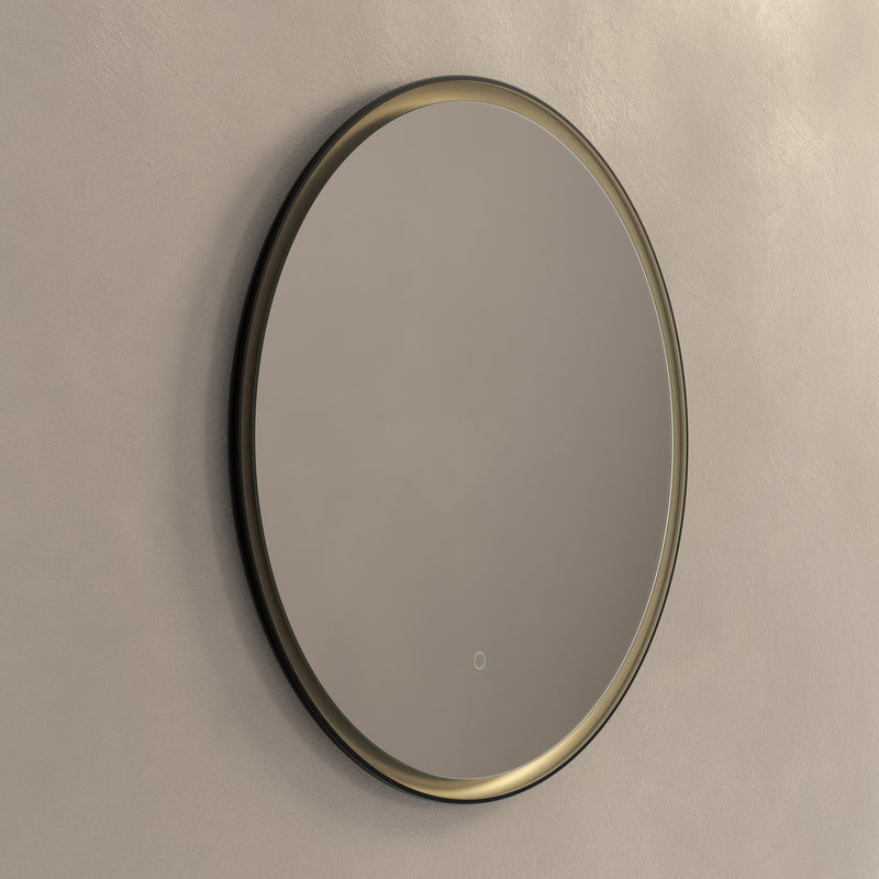 Luxor Round Illuminated Mirror 80cm - Gold & Black