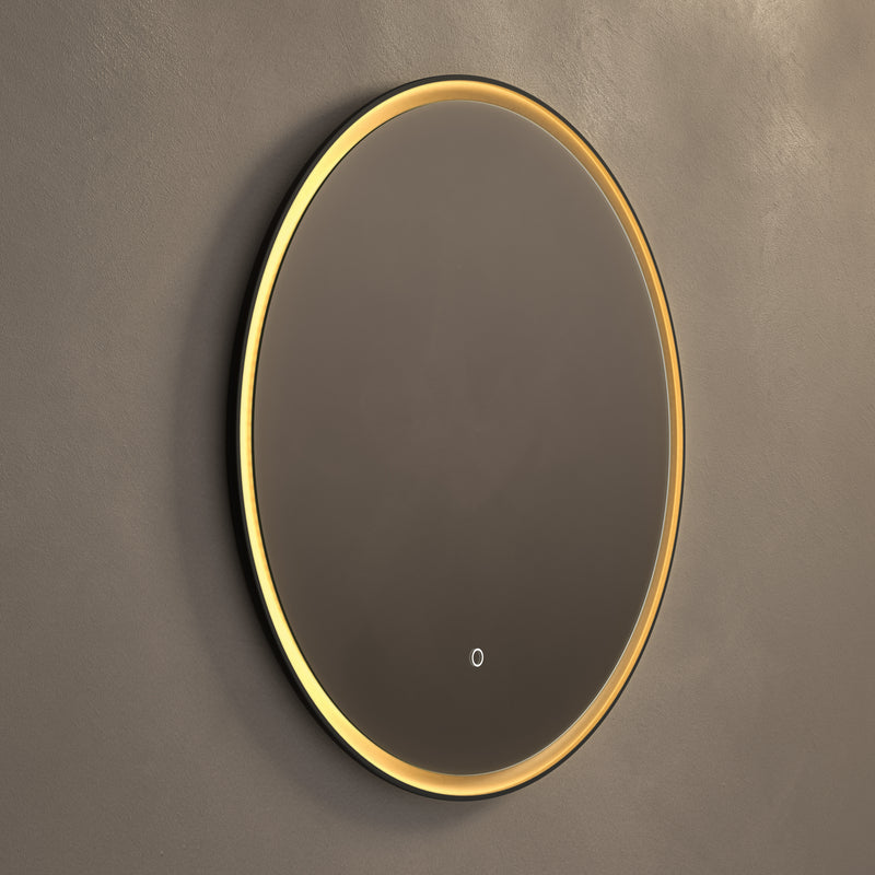 Luxor Round Illuminated Mirror 80cm - Gold & Black