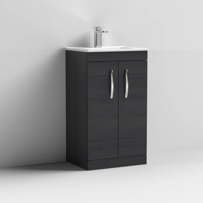Lana 500mm Floor Standing 2 Door Vanity Unit & Minimalist Basin - Charcoal Black