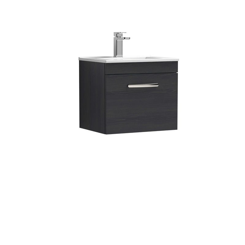 Lana 500mm Wall Hung Single Drawer Vanity Unit & Minimalist Basin - Charcoal Black
