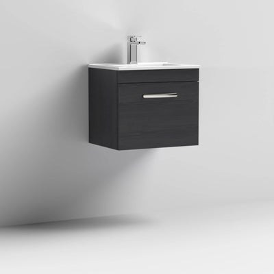 Lana 500mm Wall Hung Single Drawer Vanity Unit & Minimalist Basin - Charcoal Black