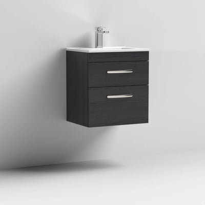 Lana 500mm Wall Hung 2 Drawer Vanity Unit & Minimalist Basin - Charcoal Black