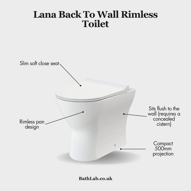 Lana Rimless Back To Wall Toilet & Soft Close Seat