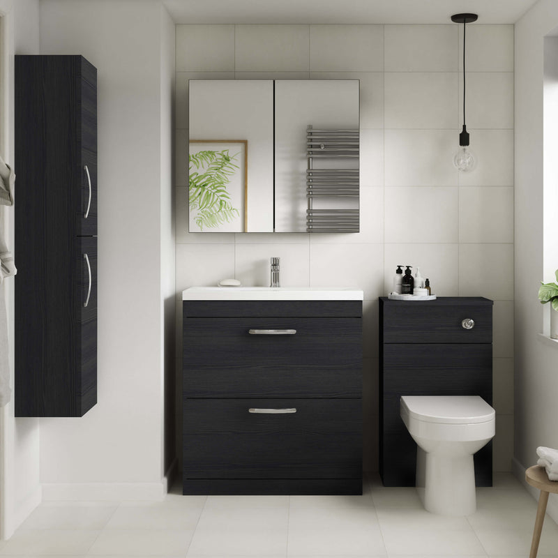 Lana 500mm Floor Standing 2 Door Vanity Unit & Minimalist Basin - Charcoal Black