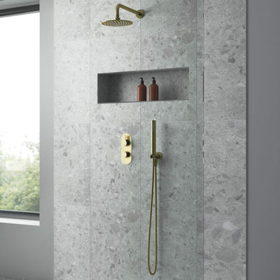 Lana Brushed Brass Concealed Shower Package With Fixed Head & Handset