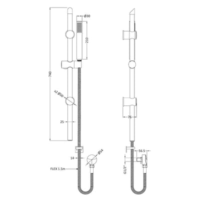 Lana Black Concealed Shower Package With Rail Kit