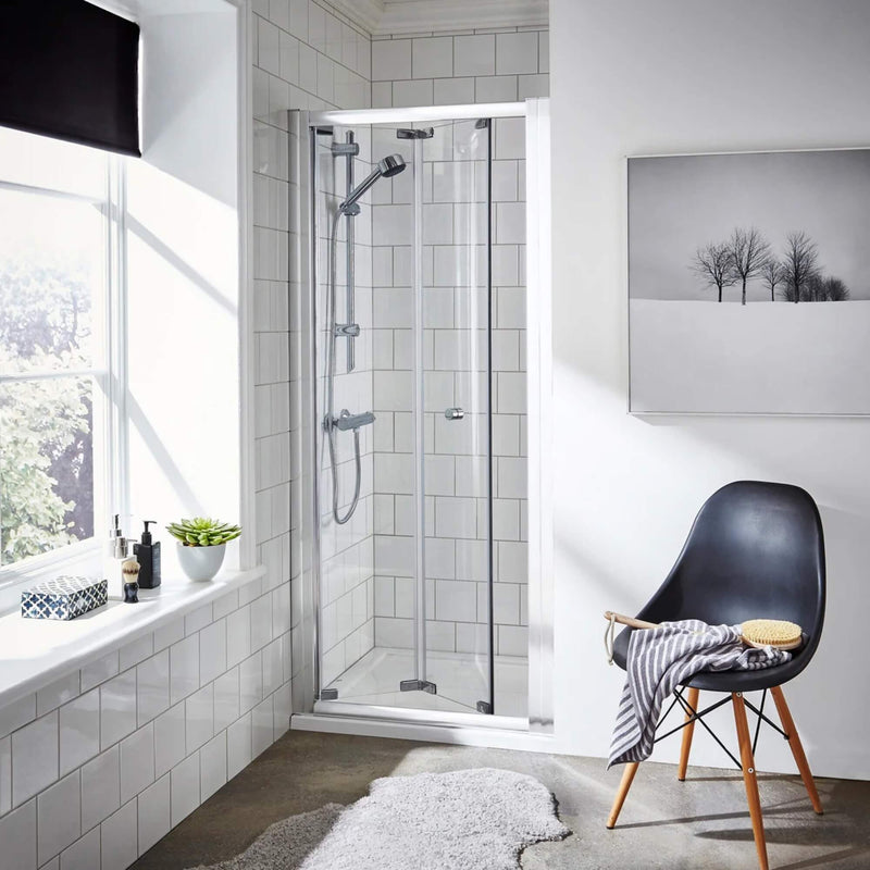 Lisbon 5mm Bi-Fold Shower Door - 1850mm High, Chrome