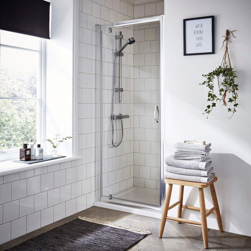 Lisbon 5mm Pivot Shower Door - 1850mm High, Chrome