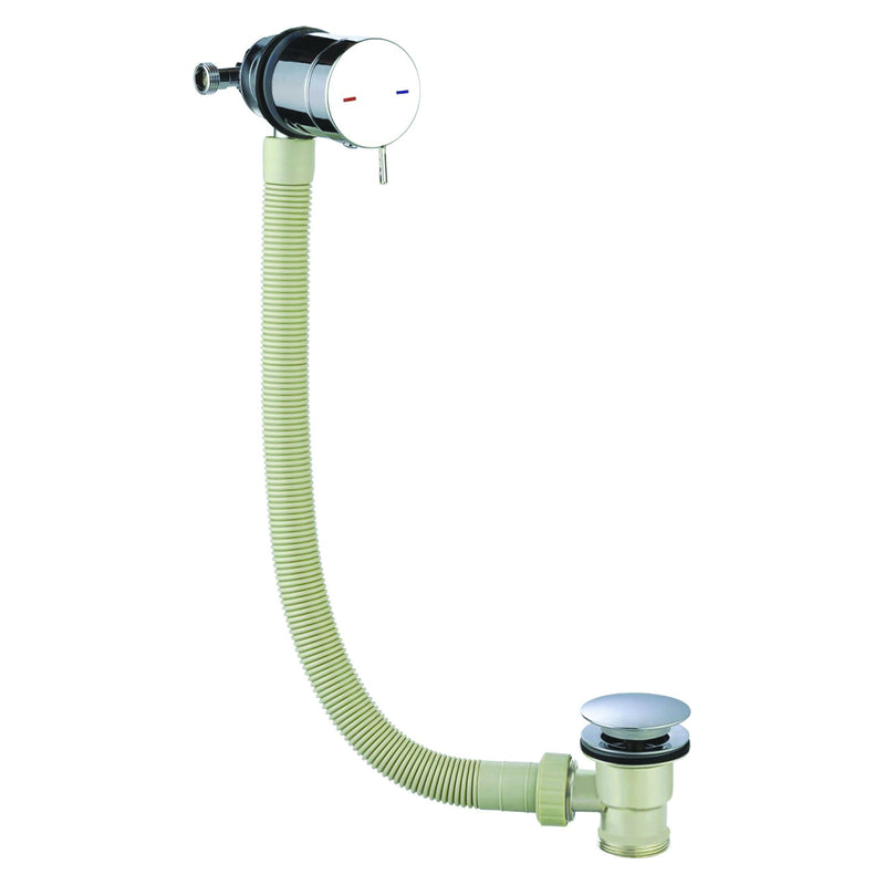 Lux Overflow Bath Filler With Built In Control Valve & Waste - Chrome