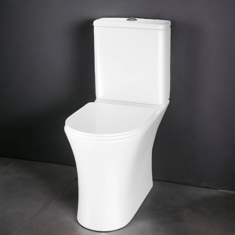 Lux Flair Rimless Comfort Height Back To Wall Close Coupled Toilet & Soft Close Seat - Matt Black Fittings