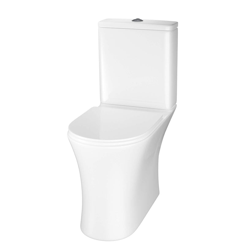 Lux Flair Rimless Comfort Height Back To Wall Close Coupled Toilet & Soft Close Seat - Chrome Fittings