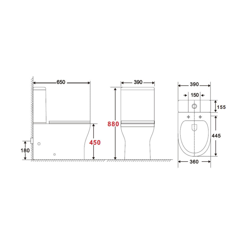 Lux Flair Rimless Comfort Height Back To Wall Close Coupled Toilet & Soft Close Seat - Chrome Fittings