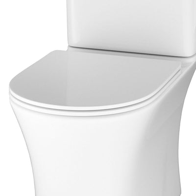 Lux Flair Rimless Back To Wall Close Coupled Toilet & Soft Close Seat - Matt Black Fittings