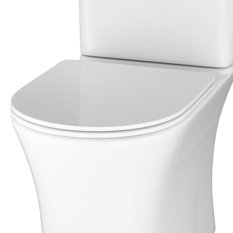 Lux Flair Rimless Comfort Height Back To Wall Close Coupled Toilet & Soft Close Seat - Chrome Fittings