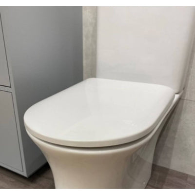 Lux Flair Rimless Comfort Height Back To Wall Close Coupled Toilet & Soft Close Seat - Chrome Fittings