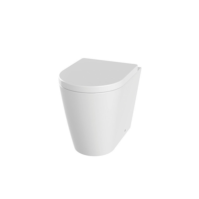 Lux Round Rimless Back To Wall Toilet & Soft Close Seat - Matt Black Fittings