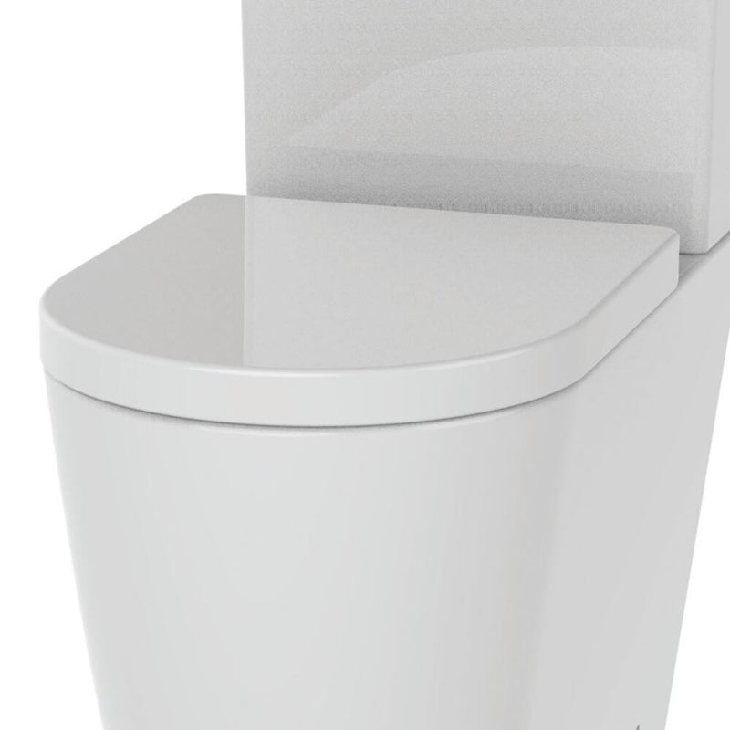 Lux Round Rimless Back To Wall Toilet & Soft Close Seat - Chrome Fittings