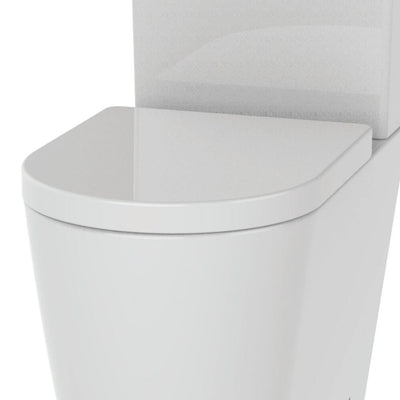 Lux Round Comfort Height Rimless Back To Wall Close Coupled Toilet & Soft Close Seat - Matt Black Fittings