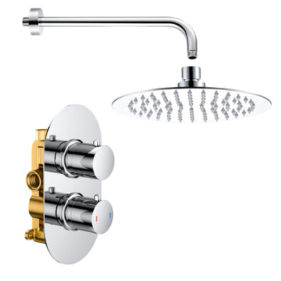 Lux Concealed Shower Set With Slimline 250mm Overhead Shower - Chrome