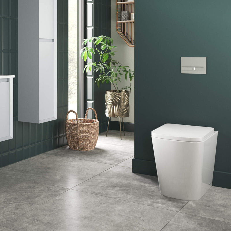 Lux Square Rimless Back To Wall Toilet & Soft Close Seat - Matt Black Fittings