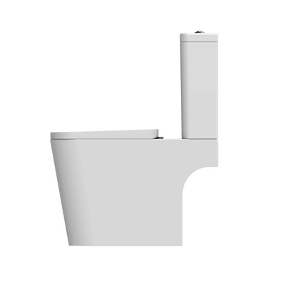 Lux Square Rimless Close Coupled Toilet & Soft Close Seat - Chrome Fittings