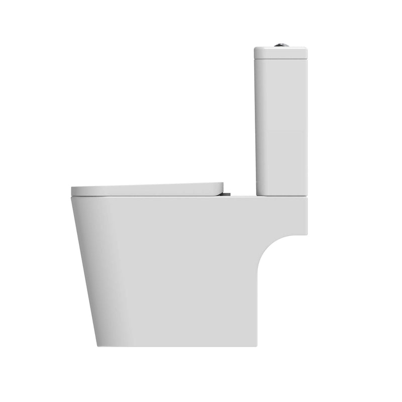 Lux Square Rimless Close Coupled Toilet & Soft Close Seat - Brushed Brass Fittings