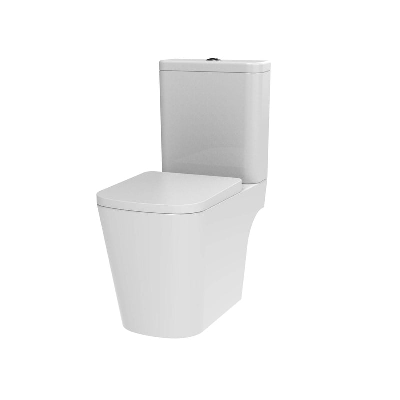 Lux Square Rimless Close Coupled Toilet & Soft Close Seat - Brushed Brass Fittings