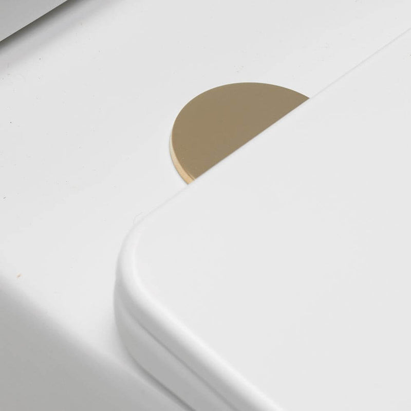 Lux Round Rimless Wall Hung Toilet & Soft Close Seat - Brushed Brass Fittings