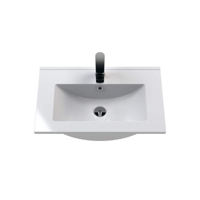 Lana 600mm Floor Standing 2 Drawer Vanity Unit & Minimalist Basin - Gloss Grey