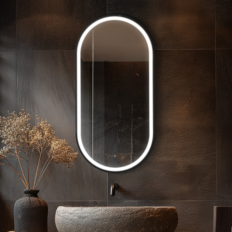 Origins Living Lomax Light Capsule Illuminated Mirror Brushed Black