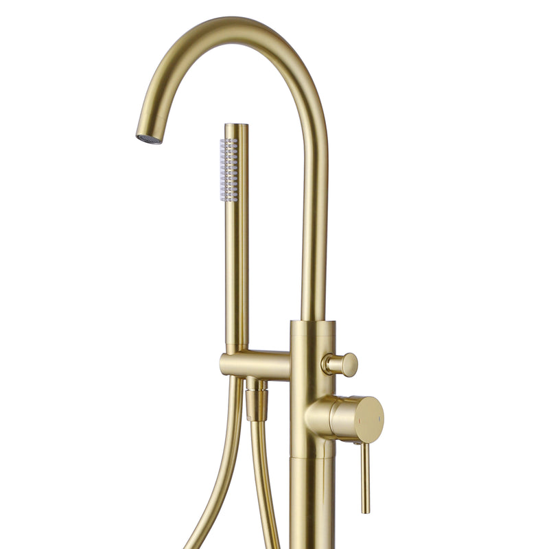 Lux Floorstanding Bath Shower Mixer - Brushed Brass