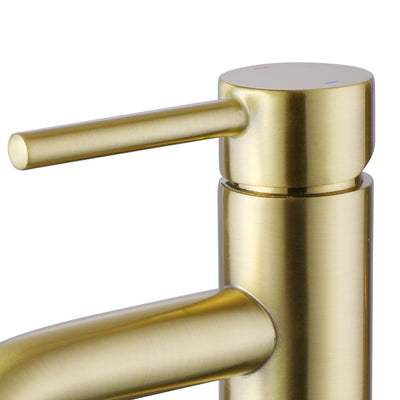 Lux Mini Monobloc Basin Mixer With Waste - Brushed Brass