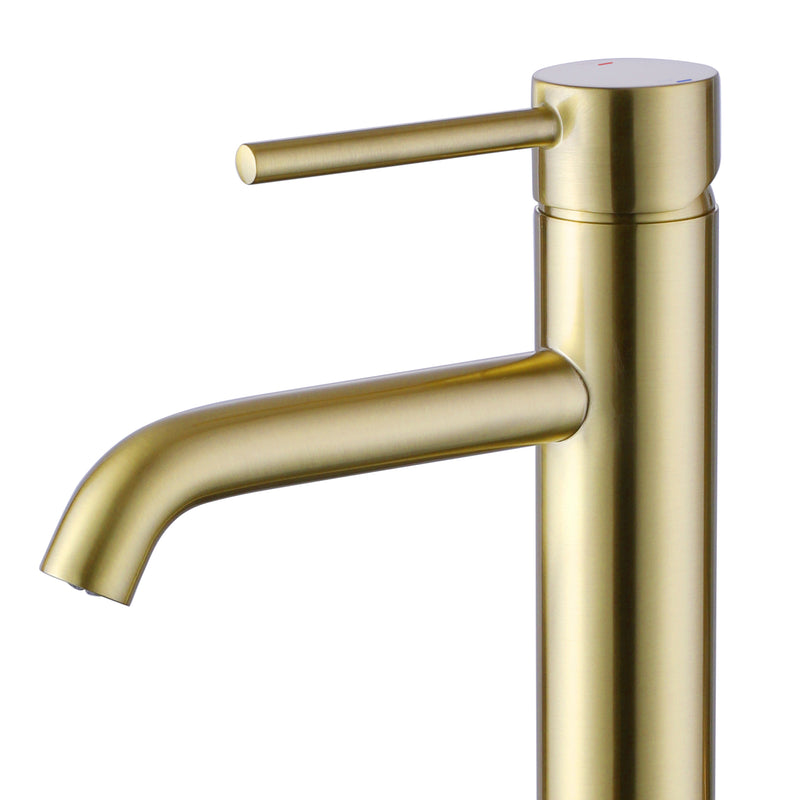 Lux Tall Monobloc Basin Mixer - Brushed Brass