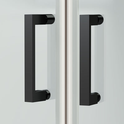 Porto Matt Black 6mm Pivot Shower Door With White Stone Resin Tray & Waste - 900 x 800mm