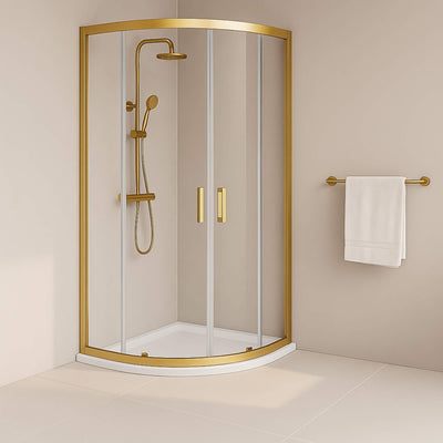 Porto 6mm Quadrant Shower Enclosure - 1900mm High, Brushed Brass