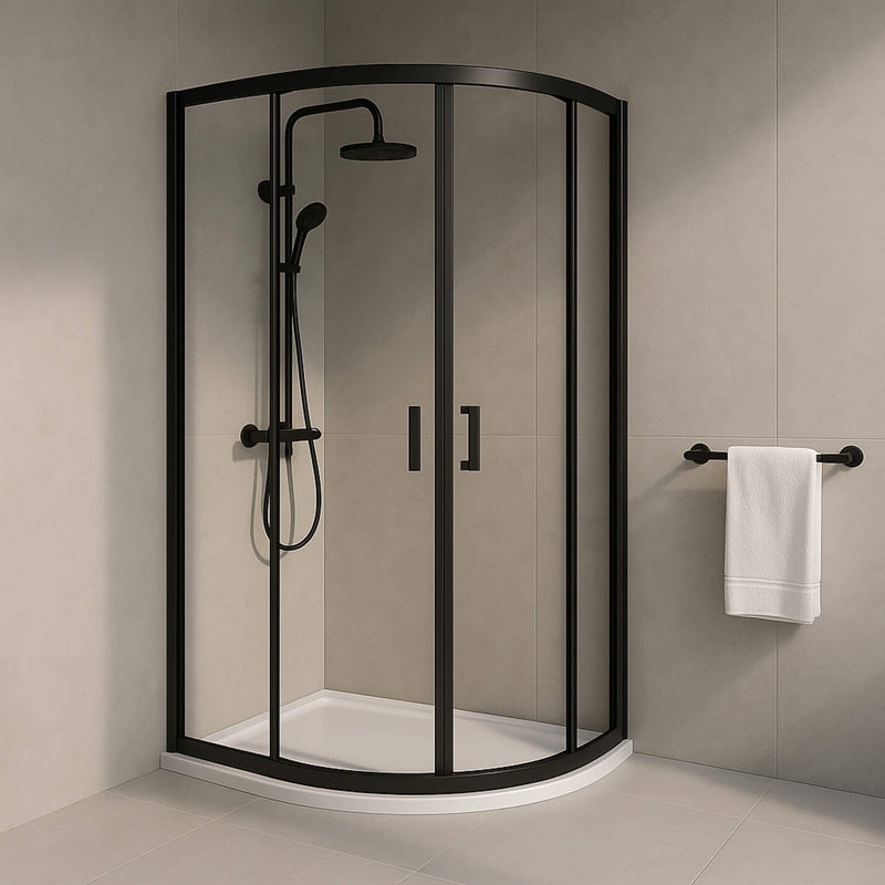 Porto 6mm Quadrant Shower Enclosure - 1900mm High, Matt Black